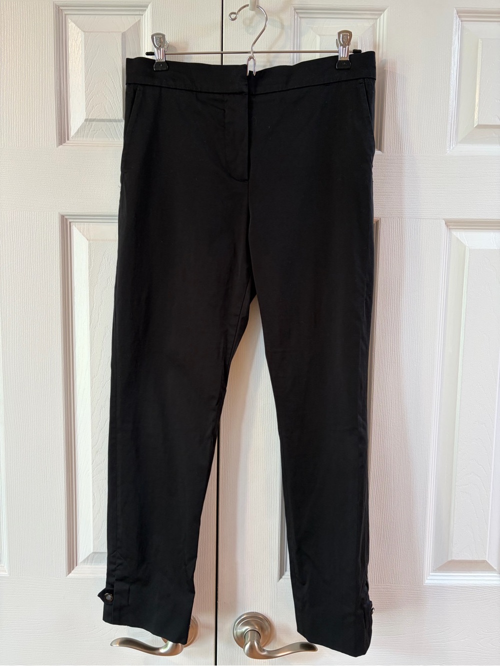 Max Mara Black Cropped Cotton Pant with Ankle Button Detail Size 6